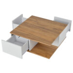 70 x 70 x 31.5cm Coffee Table with 3 Drawers, Geometric Coffee Table, High-Gloss Living Room Table - Image 44