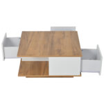 70 x 70 x 31.5cm Coffee Table with 3 Drawers, Geometric Coffee Table, High-Gloss Living Room Table - Image 47