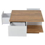70 x 70 x 31.5cm Coffee Table with 3 Drawers, Geometric Coffee Table, High-Gloss Living Room Table - Image 49