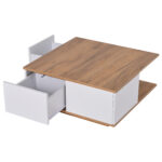 70 x 70 x 31.5cm Coffee Table with 3 Drawers, Geometric Coffee Table, High-Gloss Living Room Table - Image 50