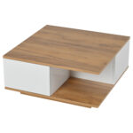 70 x 70 x 31.5cm Coffee Table with 3 Drawers, Geometric Coffee Table, High-Gloss Living Room Table - Image 51