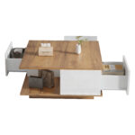 70 x 70 x 31.5cm Coffee Table with 3 Drawers, Geometric Coffee Table, High-Gloss Living Room Table - Image 4