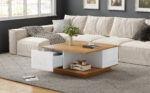 70 x 70 x 31.5cm Coffee Table with 3 Drawers, Geometric Coffee Table, High-Gloss Living Room Table - Image 5