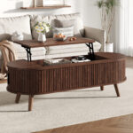 120 x 50 x 39.5 cm Lift-Top Coffee Table, Raisable to 53.5 cm, Coffee Table with Hidden Storage