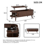 120 x 50 x 39.5 cm Lift-Top Coffee Table, Raisable to 53.5 cm, Coffee Table with Hidden Storage - Image 33
