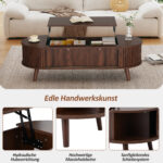 120 x 50 x 39.5 cm Lift-Top Coffee Table, Raisable to 53.5 cm, Coffee Table with Hidden Storage - Image 36