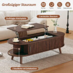 120 x 50 x 39.5 cm Lift-Top Coffee Table, Raisable to 53.5 cm, Coffee Table with Hidden Storage - Image 37