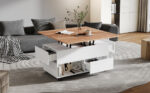 100*50*52cm Coffee Table with 4 Casters, Multi-Functional Living Room Table with 4 Drawers, Lift-Top Design - Image 10