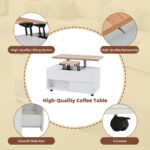 100*50*52cm Coffee Table with 4 Casters, Multi-Functional Living Room Table with 4 Drawers, Lift-Top Design - Image 15