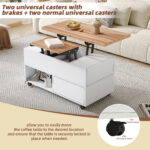 100*50*52cm Coffee Table with 4 Casters, Multi-Functional Living Room Table with 4 Drawers, Lift-Top Design - Image 20
