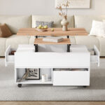 100*50*52cm Coffee Table with 4 Casters, Multi-Functional Living Room Table with 4 Drawers, Lift-Top Design - Image 23