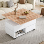 100*50*52cm Coffee Table with 4 Casters, Multi-Functional Living Room Table with 4 Drawers, Lift-Top Design - Image 24