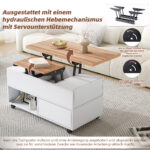 100*50*52cm Coffee Table with 4 Casters, Multi-Functional Living Room Table with 4 Drawers, Lift-Top Design - Image 32