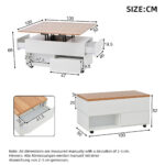 100*50*52cm Coffee Table with 4 Casters, Multi-Functional Living Room Table with 4 Drawers, Lift-Top Design - Image 33