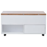 100*50*52cm Coffee Table with 4 Casters, Multi-Functional Living Room Table with 4 Drawers, Lift-Top Design - Image 34