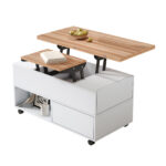 100*50*52cm Coffee Table with 4 Casters, Multi-Functional Living Room Table with 4 Drawers, Lift-Top Design - Image 35