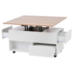 100*50*52cm Coffee Table with 4 Casters, Multi-Functional Living Room Table with 4 Drawers, Lift-Top Design - Image 36