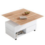 100*50*52cm Coffee Table with 4 Casters, Multi-Functional Living Room Table with 4 Drawers, Lift-Top Design - Image 37