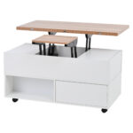 100*50*52cm Coffee Table with 4 Casters, Multi-Functional Living Room Table with 4 Drawers, Lift-Top Design - Image 40