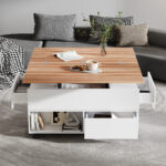 100*50*52cm Coffee Table with 4 Casters, Multi-Functional Living Room Table with 4 Drawers, Lift-Top Design - Image 44