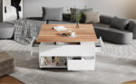 100*50*52cm Coffee Table with 4 Casters, Multi-Functional Living Room Table with 4 Drawers, Lift-Top Design - Image 9
