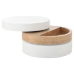 Cylindrical Coffee Table, Top Table Top 360° Freely Rotatable, Rotating Living Room Table, Double-Layer Design - Image 10