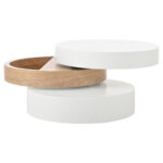 Cylindrical Coffee Table, Top Table Top 360° Freely Rotatable, Rotating Living Room Table, Double-Layer Design - Image 11