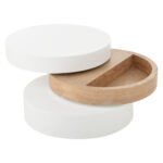 Cylindrical Coffee Table, Top Table Top 360° Freely Rotatable, Rotating Living Room Table, Double-Layer Design - Image 12