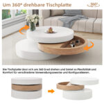 Cylindrical Coffee Table, Top Table Top 360° Freely Rotatable, Rotating Living Room Table, Double-Layer Design - Image 18