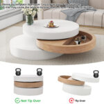 Cylindrical Coffee Table, Top Table Top 360° Freely Rotatable, Rotating Living Room Table, Double-Layer Design - Image 19