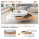 Cylindrical Coffee Table, Top Table Top 360° Freely Rotatable, Rotating Living Room Table, Double-Layer Design - Image 21