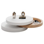 Cylindrical Coffee Table, Top Table Top 360° Freely Rotatable, Rotating Living Room Table, Double-Layer Design