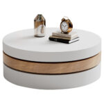 Cylindrical Coffee Table, Top Table Top 360° Freely Rotatable, Rotating Living Room Table, Double-Layer Design - Image 32