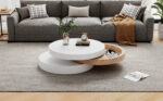 Cylindrical Coffee Table, Top Table Top 360° Freely Rotatable, Rotating Living Room Table, Double-Layer Design - Image 37