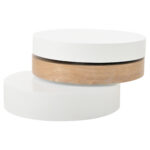 Cylindrical Coffee Table, Top Table Top 360° Freely Rotatable, Rotating Living Room Table, Double-Layer Design - Image 5