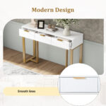 Modern Console Table with Drawers, Gold-Colored Frame, Adjustable Foot Pads and Elegant Design - Image 20
