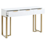 Modern Console Table with Drawers, Gold-Colored Frame, Adjustable Foot Pads and Elegant Design - Image 12