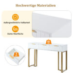 Modern Console Table with Drawers, Gold-Colored Frame, Adjustable Foot Pads and Elegant Design - Image 18