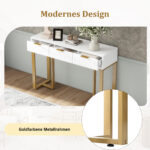 Modern Console Table with Drawers, Gold-Colored Frame, Adjustable Foot Pads and Elegant Design - Image 19