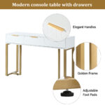 Modern Console Table with Drawers, Gold-Colored Frame, Adjustable Foot Pads and Elegant Design - Image 2