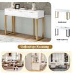 Modern Console Table with Drawers, Gold-Colored Frame, Adjustable Foot Pads and Elegant Design - Image 21