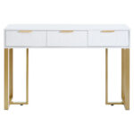 Modern Console Table with Drawers, Gold-Colored Frame, Adjustable Foot Pads and Elegant Design - Image 24
