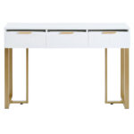 Modern Console Table with Drawers, Gold-Colored Frame, Adjustable Foot Pads and Elegant Design - Image 25