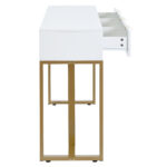 Modern Console Table with Drawers, Gold-Colored Frame, Adjustable Foot Pads and Elegant Design - Image 30
