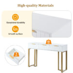 Modern Console Table with Drawers, Gold-Colored Frame, Adjustable Foot Pads and Elegant Design - Image 3