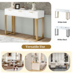 Modern Console Table with Drawers, Gold-Colored Frame, Adjustable Foot Pads and Elegant Design - Image 4