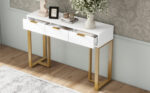 Modern Console Table with Drawers, Gold-Colored Frame, Adjustable Foot Pads and Elegant Design - Image 5