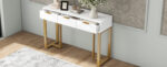 Modern Console Table with Drawers, Gold-Colored Frame, Adjustable Foot Pads and Elegant Design - Image 7