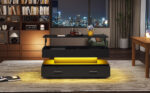 100*50*44cm Hydraulic Height-Adjustable Coffee Table, with LED Lighting, Bluetooth APP Control, Blue Accents - Image 2