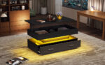 100*50*44cm Hydraulic Height-Adjustable Coffee Table, with LED Lighting, Bluetooth APP Control, Blue Accents - Image 11